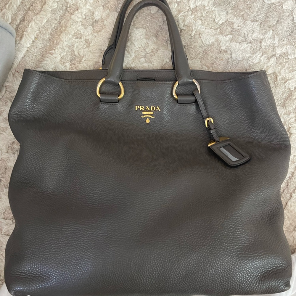 PRADA VITELLO DAINO SHOPPING TOTE GREY